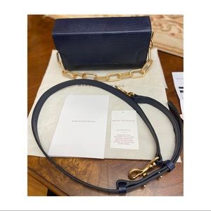 Marge Sherwood Lizard Embossed Leather Box Clutch